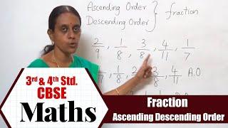 3rd & 4th STD Maths | Fraction | Ascending Descending Order, Equivalent, Addition, Subtraction /CBSE