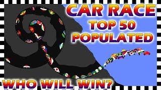 Car Race - Country Cars - Top 50 Populated Countries 2019 - Algodoo