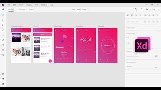 Adobe XD : App UI UX design 06 | Free App UI UX templates |  Music Player