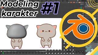 Modeling KUCING dari gambar 2 dimensi - PART - 1 kepala, telinga - tutorial blender membuat karakter