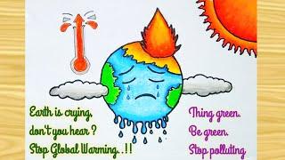 How to Draw Global Warming Drawing / Environment Drawing Easy And Beautiful For Competition