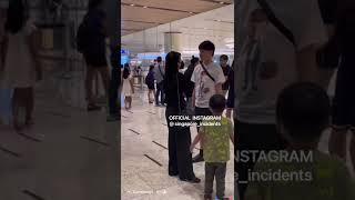 Wife with son confronts husband with another woman at the airport