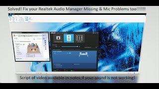 Solved! Mic Problems - Realtek HD Audio Manager Missing - Here is the fix