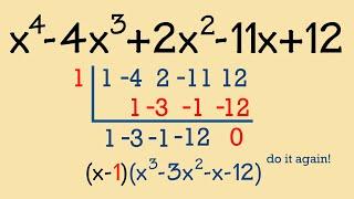 How to factor a 5-term polynomial (rational zero theorem & synthetic division)