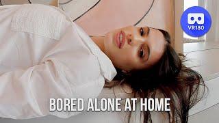 Stunningly beautiful girl is bored at home alone. VR180 3D