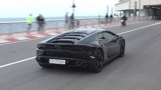 Woman drives Black Lamborghini Huracan in Monaco | Driveby & Accelerations