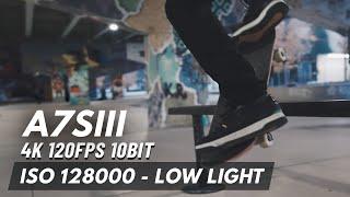 A7SIII - SLOG 3 Low Light ISO 12800 4K 120FPS 10BIT - Quick Test | Underpass Skatepark