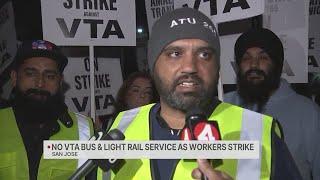 No VTA bus and rail service Monday as workers strike