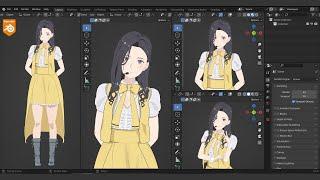 【Blender 3.3】How to Make Anime girl in blender 3.3 - 【Timelapse】