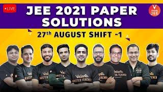 JEE Main 2021 Question Paper Solutions Day-2 Shift -1  [27th August Shift 1] | Vedantu JEE