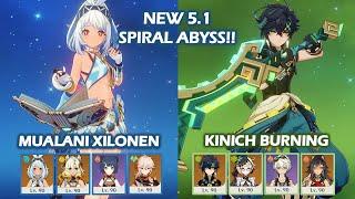 NEW 5.1 Spiral Abyss!! Mualani Xilonen & Kinich Burning Floor 12 Genshin Impact