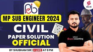 MP Sub Engineer Civil Paper Solution | MP Vyapam Previous Year Question Paper Civil By Shubham Sir