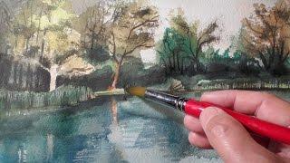 Painting a Waterside Watercolour by Vamos - Landscape in Watercolour