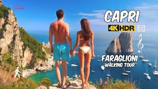 Capri Italy  Faraglioni Walking Tour Guide To Sunset  4K HDR: Captions & Music