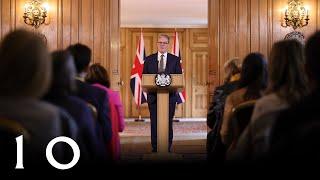 Prime Minister Keir Starmer holds a press conference at 10 Downing Street.