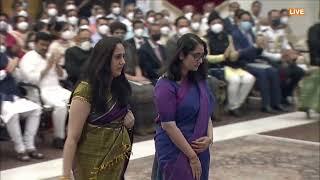 General Bipin Rawat's  daughters receive the Padma Vibushan bestowed upon him posthumously