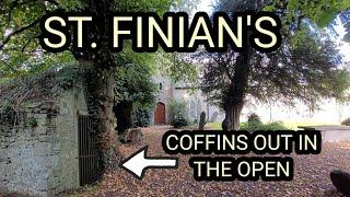 St. Finian's churchyard, coffins in plain sight