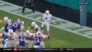 Dolphins Punter gets ball blocked by his own teammate