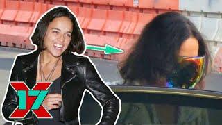 Michelle Rodriguez Keeps Low Profile At LAX with Reflective Face Shield