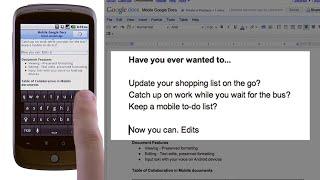 Mobile Editing in Google Docs