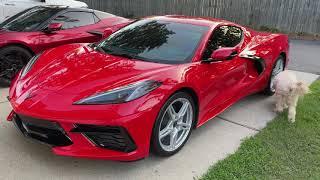 C8 Torch Red Corvette beside Red Mist newly emerged after PPF, Ceramic Coating & Window Tint