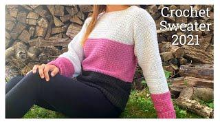 EASY Crochet Sweater + Crochet Cuff & Crochet Sleeves