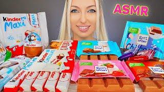 ASMR EATING CHOCOLATE KINDER & RITTER SPORT, CANDY BARS, CAKE (DESSERT) MUKBANG, 초코바 초콜릿 먹방