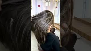 highlight ash grey #video #hair #color #reels #peekaboo #highlight #shortvideo #haircut