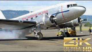 Douglas DC-3 / C-47 Dakota engine start, taxiing, takeoff and landing. [4K UltraHD]