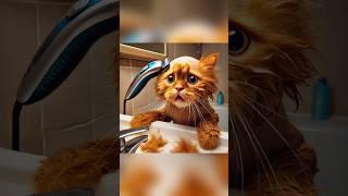 Orange Kitten’s Razor Mishap: A Hilarious Hair-Raising Tale! #cat #cats #catlover #aicat #shorts