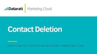 How to Delete Contacts in Salesforce Marketing Cloud