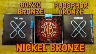 D’Addario 80/20 Bronze, Phosphor Bronze, And Nickel Bronze String Shootout