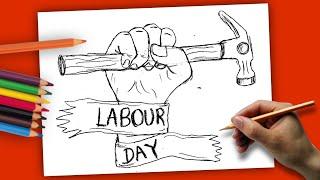 World Labour Day Drawing | International Workers day Poster Drawing for School Competition
