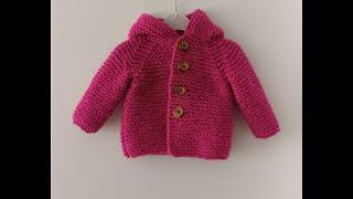 manteau à capuche au tricot 3-6 mois