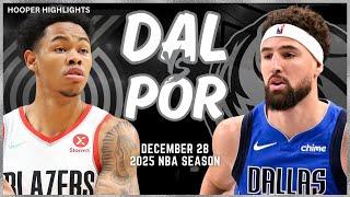 Dallas Mavericks vs Portland Trail Blazers Full Game Highlights | Dec 28 | 2025 NBA Season