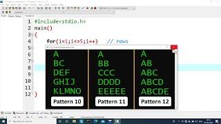 C Patterns - Part 4 | Alphabet Pattern | Learn Coding
