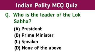 30 Important Indian Polity MCQs Quiz For All Competitive Exams.