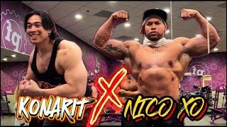 Body Building Full Chest Day Workout NICO XO | Incline Chest Press, Tricep pulldowns, Posing session