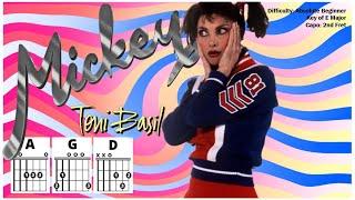 MICKEY {CAPO 2} by Toni Basil (Absolute Beginner Guitar Chord, TAB, & Strum Play-Along w/ Lyrics)