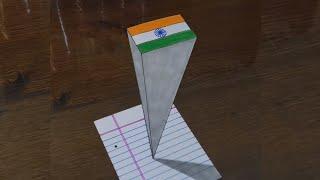 How to Draw Indian flag 3D illusion for beginners || 3d drawing tutorial || @mr.indianchitrkar