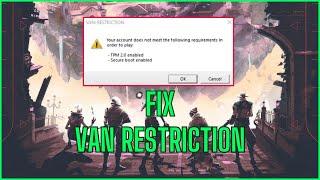 How To Fix VAN Restriction Valorant Secure Boot Failure | + FPS BOOST