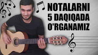 GITARADA NOTA O'RGANISHNI OSON YO'LI/НОТАЛАР ГИТАРАДА/GITARA DARSI/GITARA CHALISHNI O'RGANAMIZ/