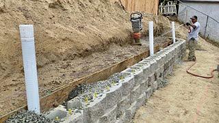 COMO HACER MURO DE BLOQUES MUY FACIL /making retaining block walls