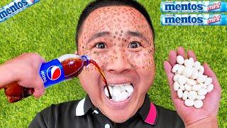 Coca Cola,Fanta,Mtn Dew,Pepsi,Sprite and mouth vs Mentos in Big Underground | Different color snacks