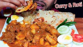 ASMR Eating Spicy Chicken Curry and Egg with Roti | Faysal Spicy ASMR