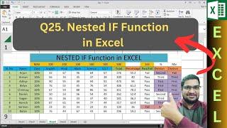 How to Use Nested IF Function in Excel | Multiple Conditions Explained (DAY-7,Q25)