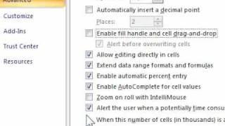 How to turn off drag and drop editing in Excel