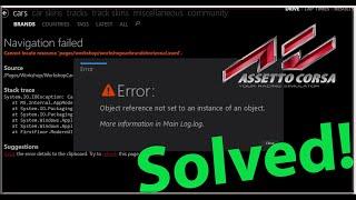 object reference not set to an instance of an object assetto corsa CM workshop error Fix