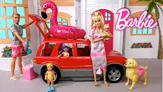 Barbie & Ken Family Road Trip Adventure - Sisters Dream house Cleaning Routine