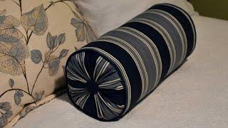 How to make a neck roll or bolster pillow with welt (piping) trim, gathered ends, and tufted buttons